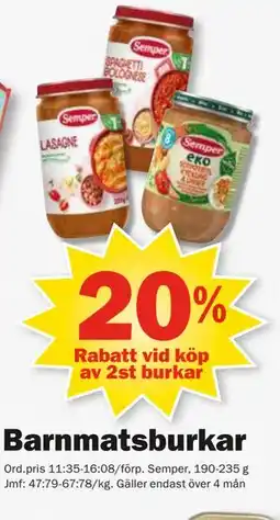 Pekås Barnmatsburkar erbjuda