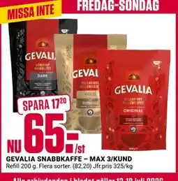 ÖoB GEVALIA SNABBKAFFE – MAX 3/KUND erbjuda