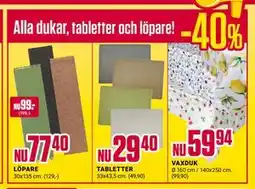 ÖoB Alla dukar, tabletter och löpare! erbjuda