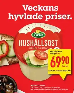 Willys HUSHÅLLSOST, Medlemspris erbjuda