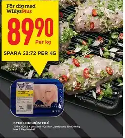 Willys KYCKLINGBRÖSTFILÉ, Medlemspris erbjuda