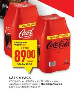 Willys LÄSK 4-PACK, Medlemspris erbjuda