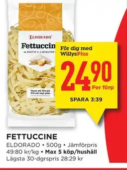 Willys FETTUCCINE, Medlemspris erbjuda