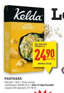 Willys Hemma PASTASÅS, Medlemspris erbjuda