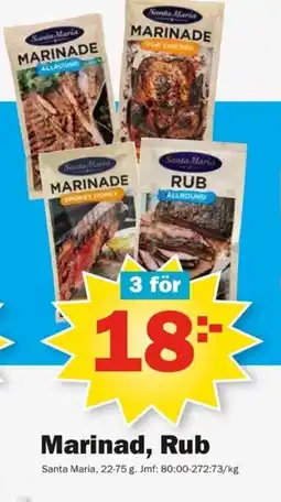 Pekås Marinad, Rub erbjuda