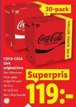 Lidl COCA-COLA Läsk original/zero erbjuda