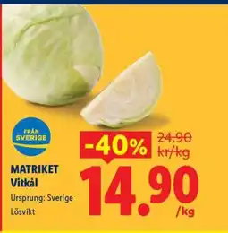 Lidl Matriket Vitkål erbjuda