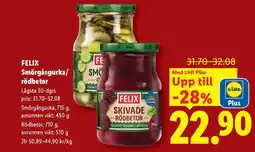 Lidl FELIX Smörgåsgurka/rödbetor erbjuda