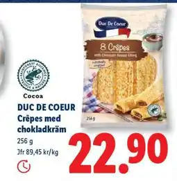 Lidl DUC DE COEUR Crêpes med chokladkräm erbjuda