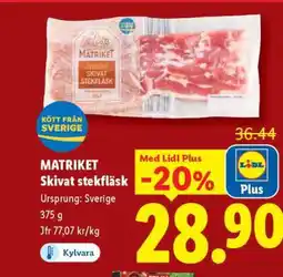 Lidl MATRIKET Skivat stekfläsk erbjuda