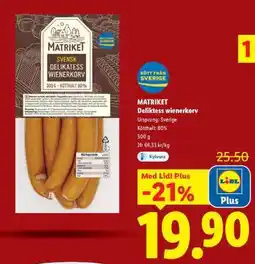 Lidl Matriket Delikatess Wienerkorv erbjuda