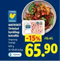 Lidl Matriket Strimlad kycklingbröstfilé erbjuda