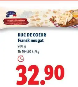 Lidl Duc De Coeur Fransk nougat erbjuda