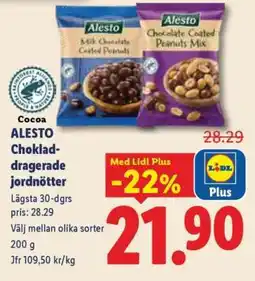 Lidl ALESTO Chokladdragerade jordnötter erbjuda