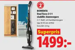 Lidl ROWENTA Dual Force 2-i-1 sladdlös dammsugare erbjuda