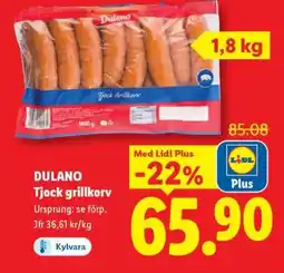 Lidl Dulano Tjock grillkorv erbjuda