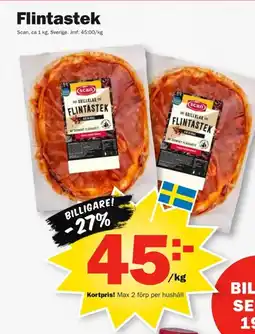 Pekås Flintastek erbjuda