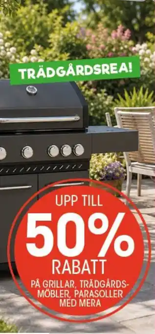På grillar, trädgårds- möbler, parasoller med mera