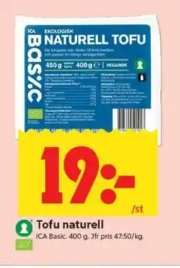 ICA Supermarket Tofu naturell erbjuda