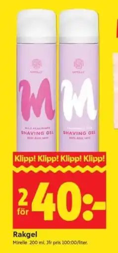 ICA Supermarket Rakgel Mirelle. 200 ml. Jfr pris 100:00/liter. erbjuda