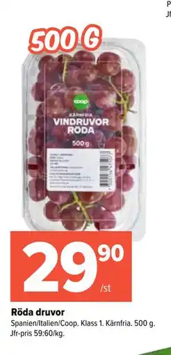 Coop Extra Röda druvor erbjuda