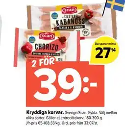 Coop Extra Kryddiga korvar erbjuda