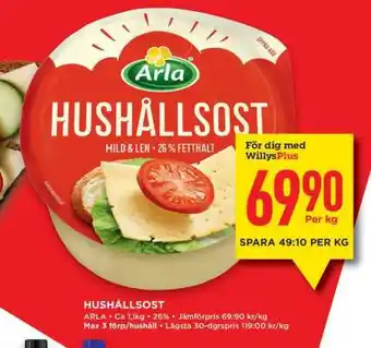 Willys Hushållsost erbjuda