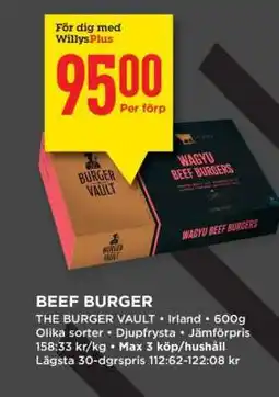 Willys BEEF BURGER erbjuda