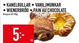 Matdax Bonjour Kanelbullar, Vaniljmunkar, Wienerbröd, Pain au chocolate erbjuda