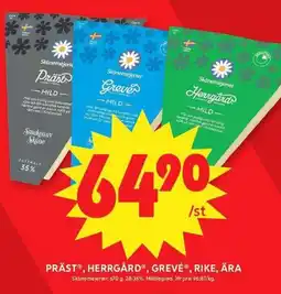 ICA Maxi Skåne mejerier Präst®, herrgård®, grevé®, rike, ära erbjuda
