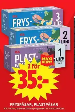 ICA Maxi ICA Fryspåsar, plastpåsar erbjuda