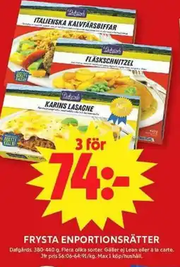 ICA Maxi Dafgårds Frysta enportionsrätter erbjuda