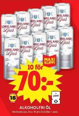 ICA Maxi Norrlands Ljus Alkoholfri öl erbjuda