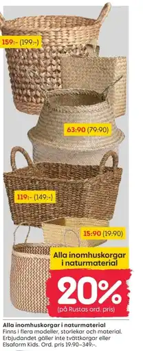 Rusta Alla inomhuskorgar i naturmaterial erbjuda