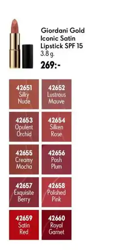 Oriflame Giordani Gold Iconic Satin Lipstick SPF 15 erbjuda