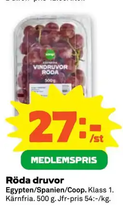 Stora Coop Röda druvor, Medlemspris erbjuda
