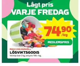 Stora Coop LÖSVIKTSGODIS, Medlemspris erbjuda