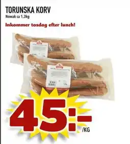 Din Mat Nowak Torunska korv erbjuda