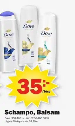 Pekås Dove Schampo, Balsam erbjuda