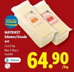 Lidl MATRIKET Edamer/Gouda ost erbjuda