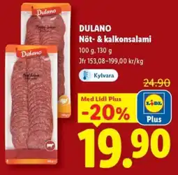 Lidl DULANO Nöt- & kalkonsalami erbjuda
