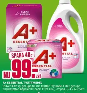 ÖoB A+ ESSENTIAL TVÄTTMEDEL erbjuda