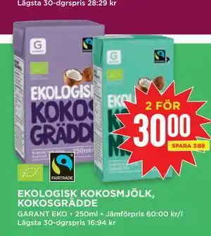 Willys EKOLOGISK KOKOSMJÖLK, KOKOSGRÄDDE erbjuda