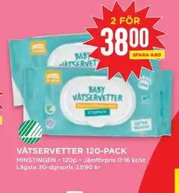 Willys VÅTSERVETTER 120-PACK erbjuda