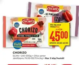 Willys Hemma CHORIZO, Medlemspris erbjuda