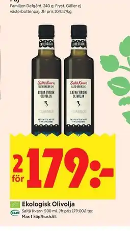 ICA Kvantum Ekologisk Olivolja erbjuda
