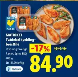 Lidl MATRIKET Tvådelad kycklingbröstfilé erbjuda
