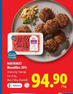 Lidl Matriket Blandfärs 20% erbjuda