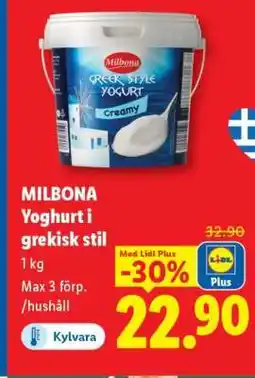Lidl MILBONA Yoghurt i grekisk stil erbjuda