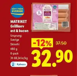 Lidl Matriket Grillkorv ost & bacon erbjuda